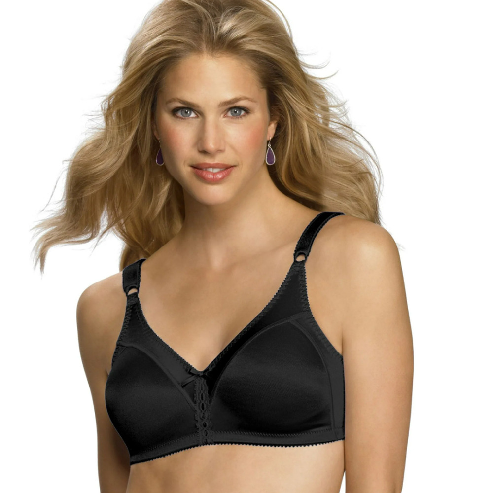 Bali Double Support Black Full Coverage Adjustable Straps Wire Free Bra Size 36C